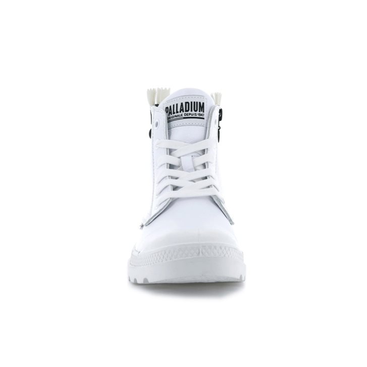 Palladium Pampa Ubn Zips Leather Women's Boots White | UK O197-KBJ